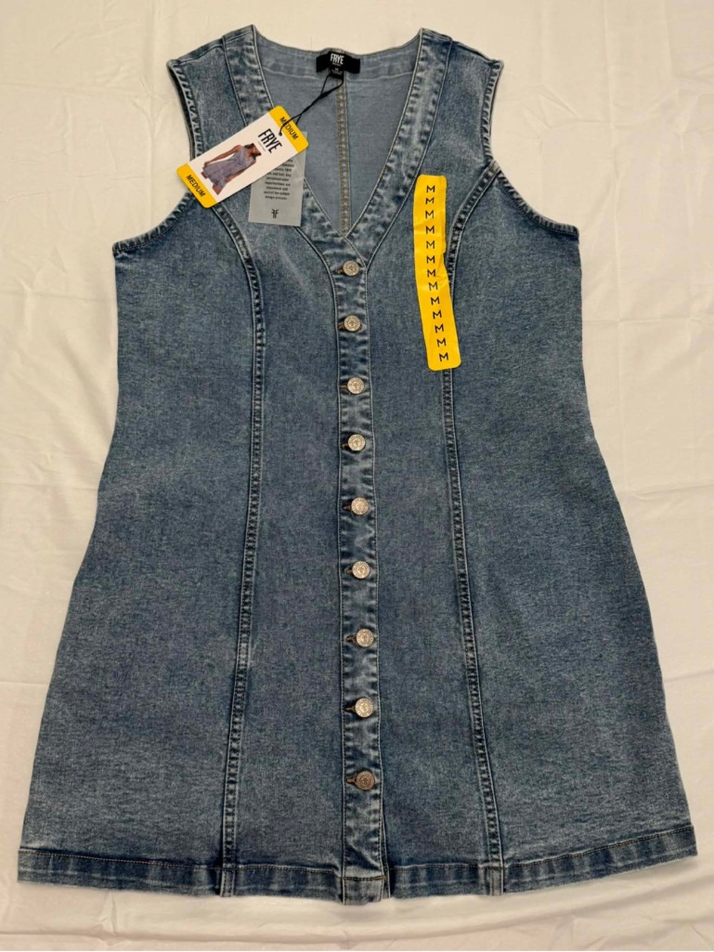 Frye Washed Denim Women Blue Sleeveless Dress  NWT